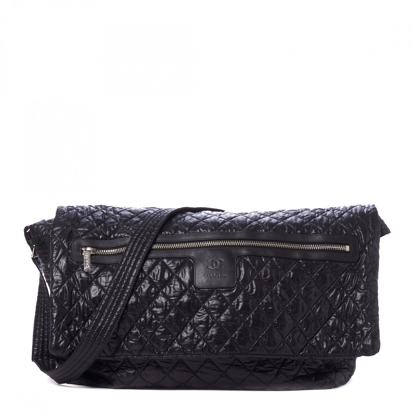 Nylon Quilted Large Coco Cocoon Shopping Tote and Messenger Bag Black