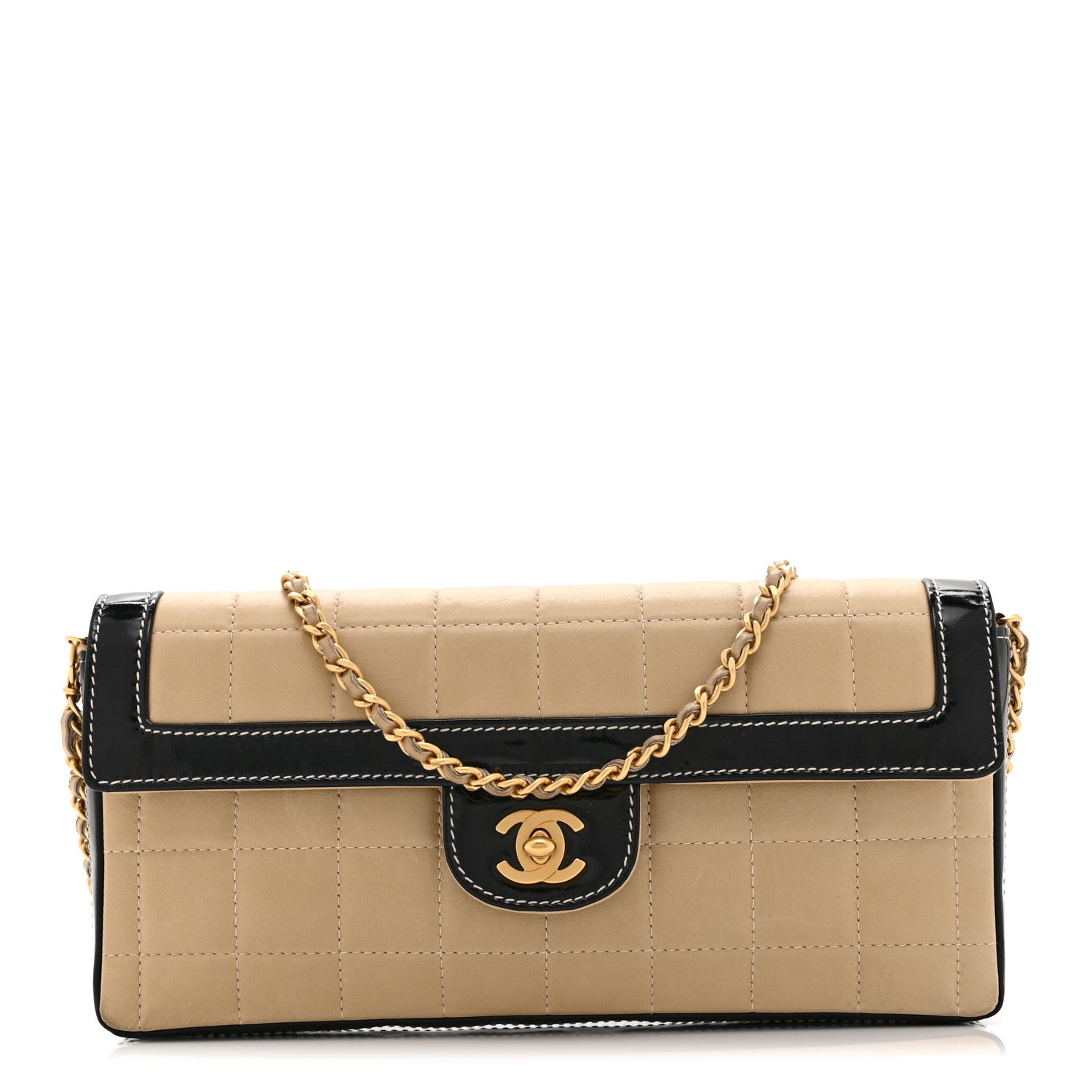 Chanel Lambskin Patent East West Chocolate Bar Flap Beige 1842411