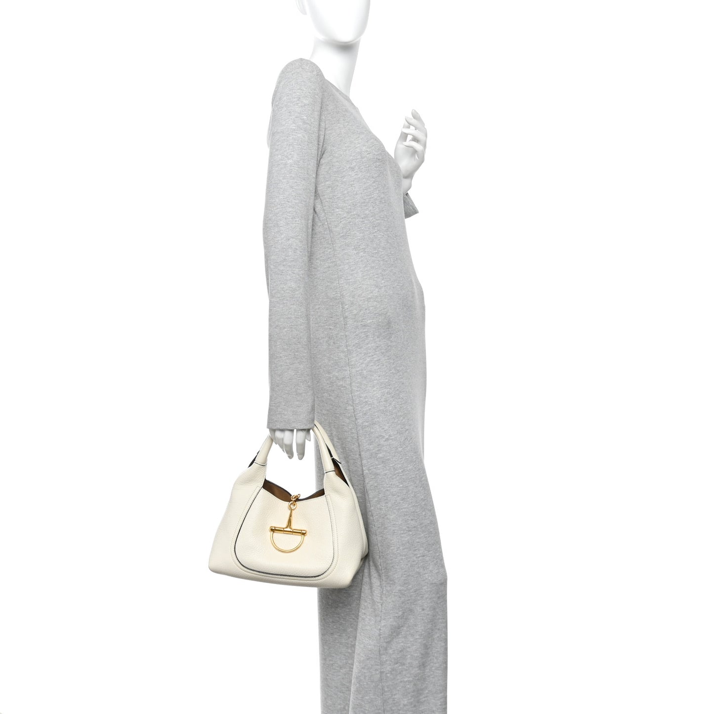Grained Calfskin Softbit Medium Shoulder Bag White