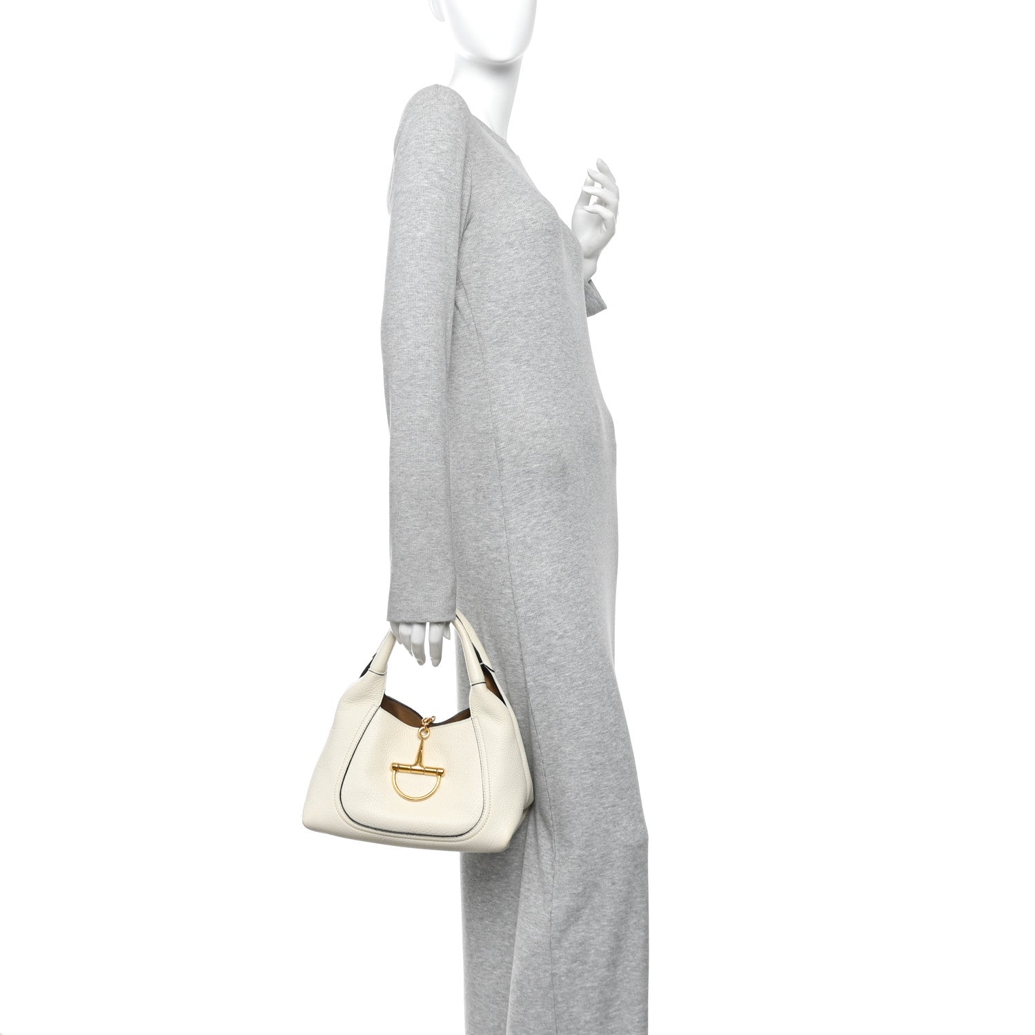 Gucci Grained Calfskin Softbit Medium Shoulder Bag White 2 of 12