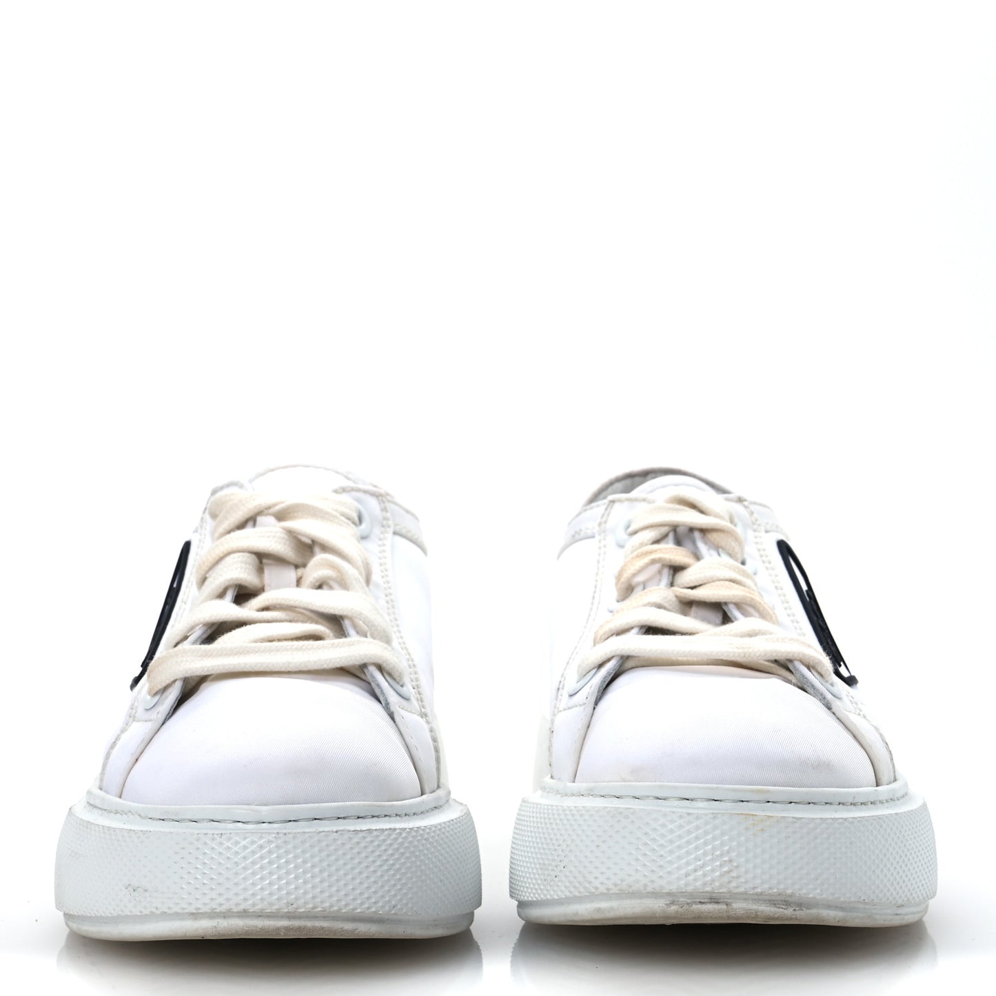 Nylon Gabardine Triangle Logo Platform Sneakers 37 White