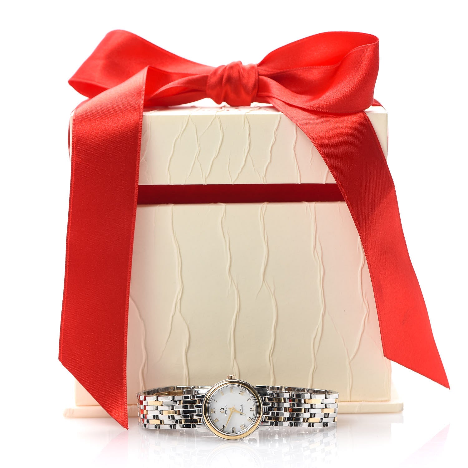 Omega Stainless Steel 18K Yellow Gold Mother of Pearl 22mm De Ville Quartz Watch 4370.71 6 of 6