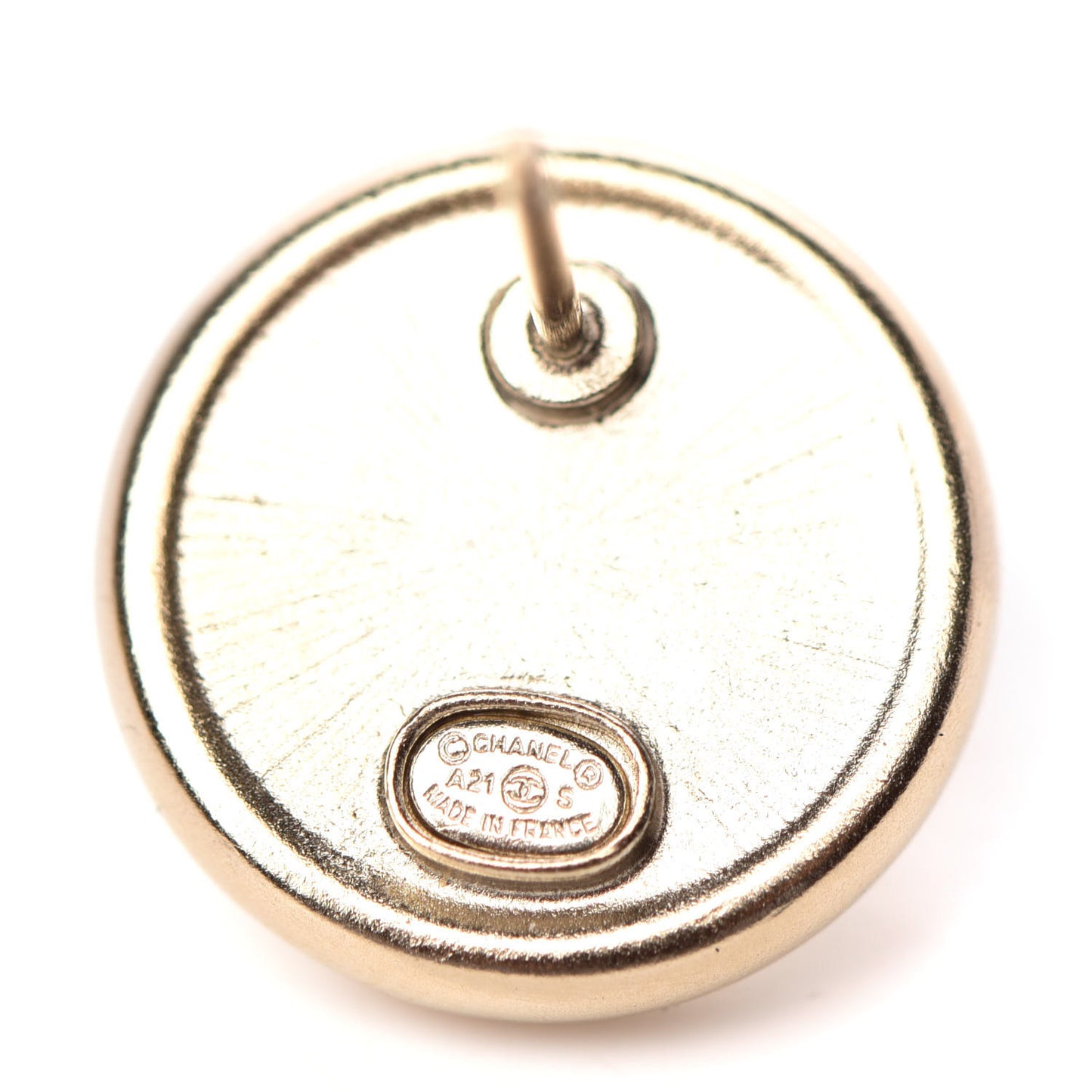 Crystal CC Round Earrings Light Gold