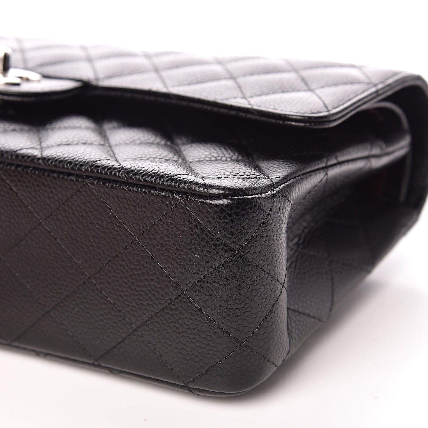Caviar Quilted Medium Double Flap Black
