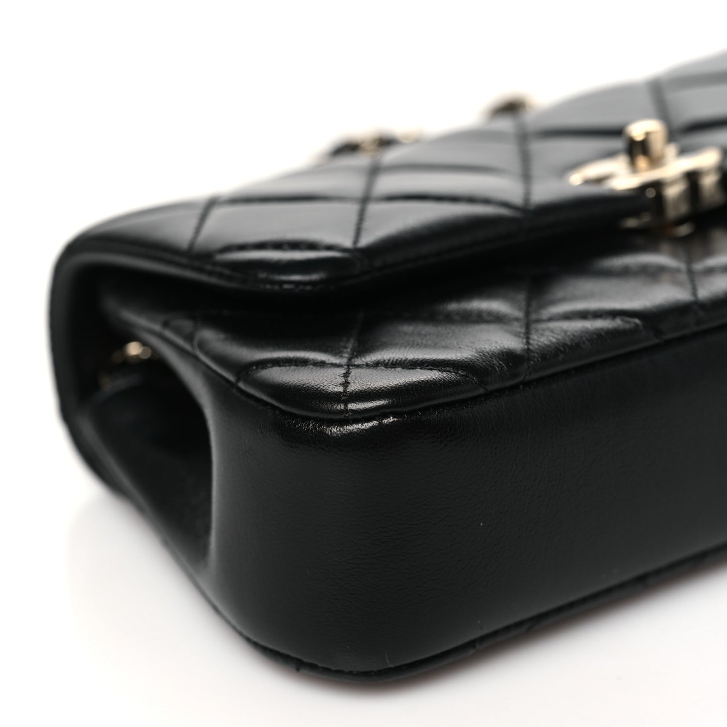 Lambskin Quilted Rectangular Clutch With Chain Black