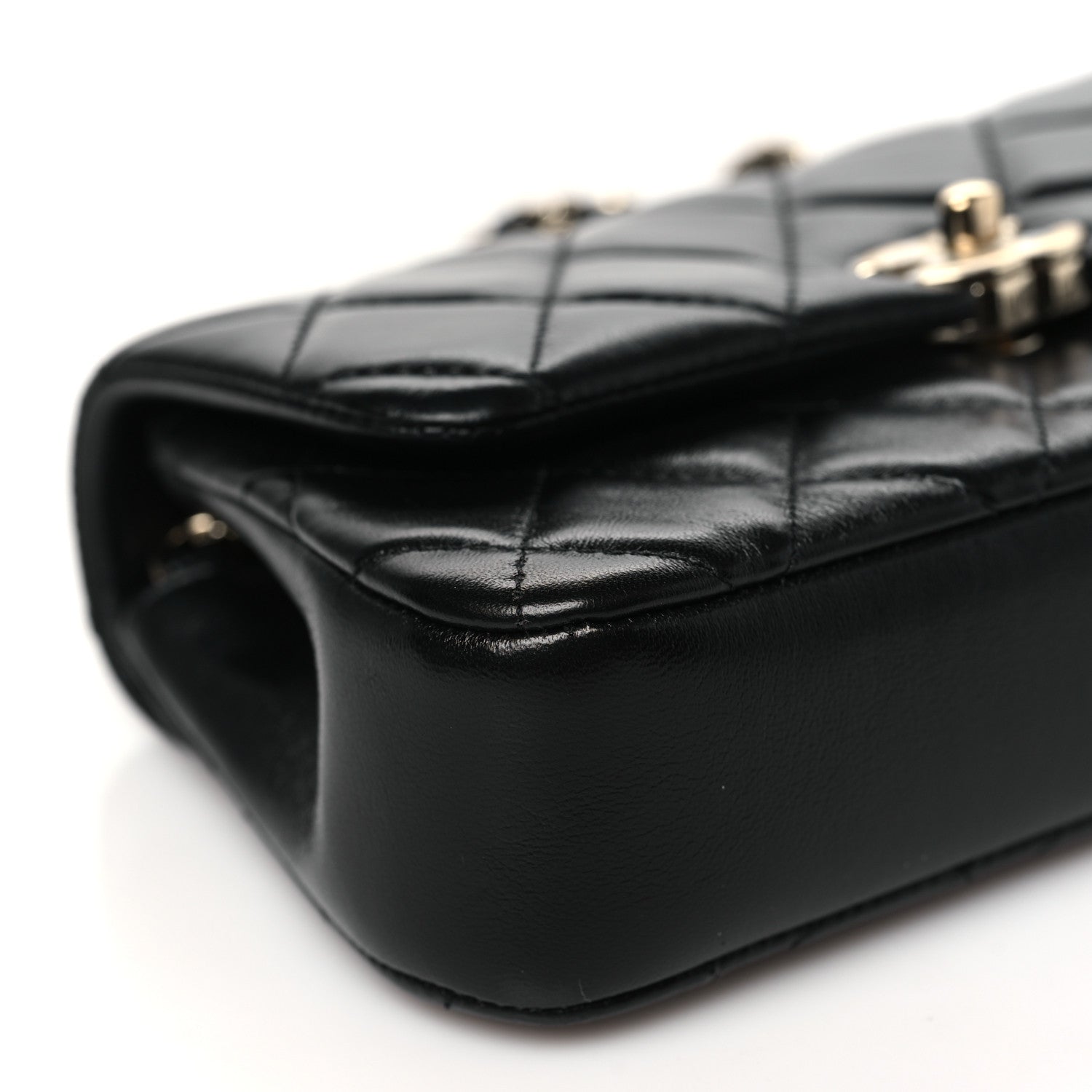 Chanel Lambskin Quilted Rectangular Clutch With Chain Black 9 of 11