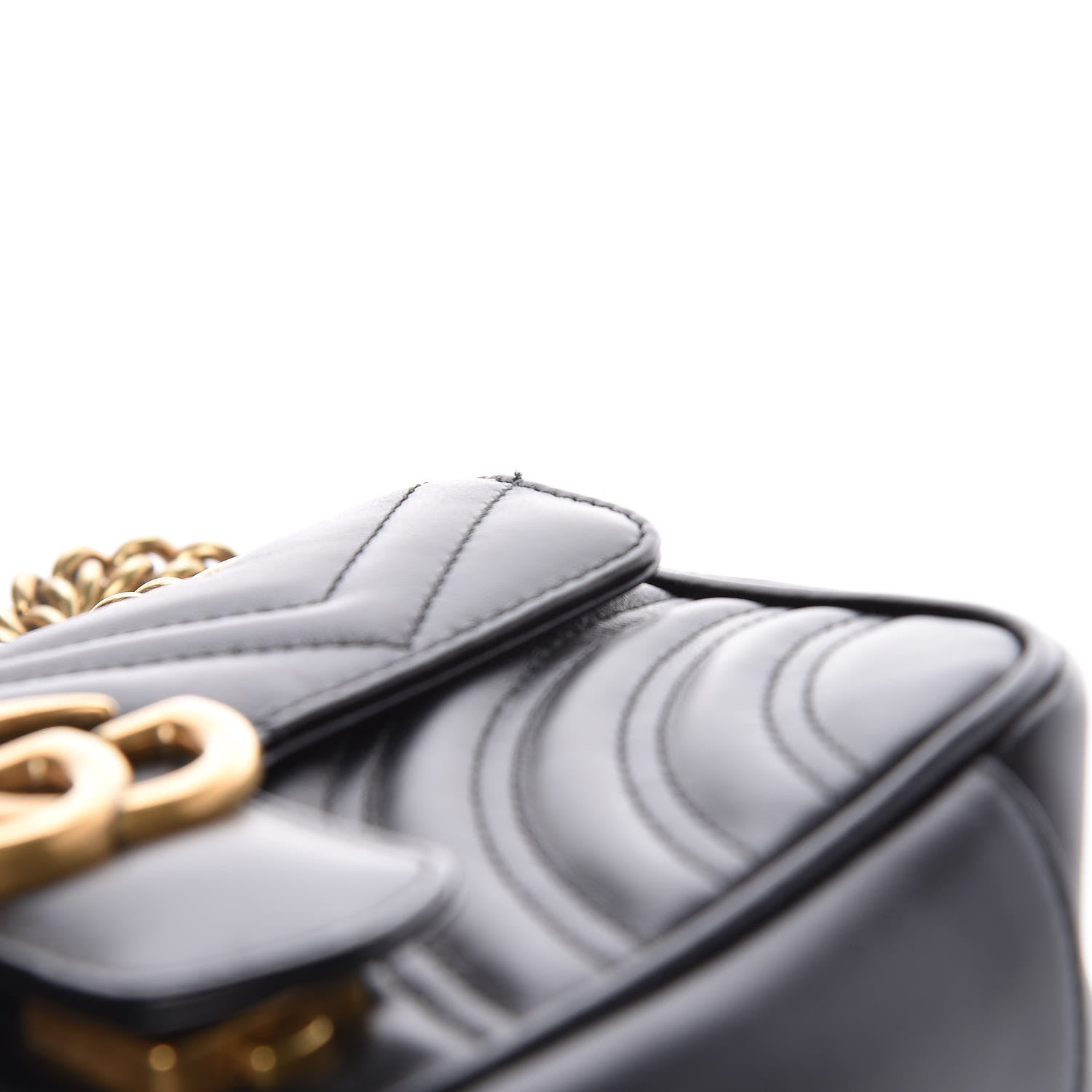 Gucci Calfskin Matelasse Mini GG Marmont Shoulder Bag Black 10 of 11