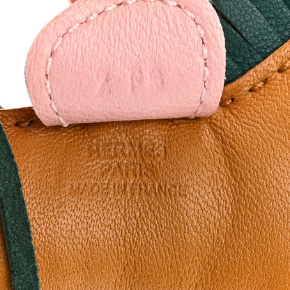 Hermes Milo Lambskin Grigri Rodeo Horse Bag Charm PM Sesame Malachite Rose Sakura 3 of 5