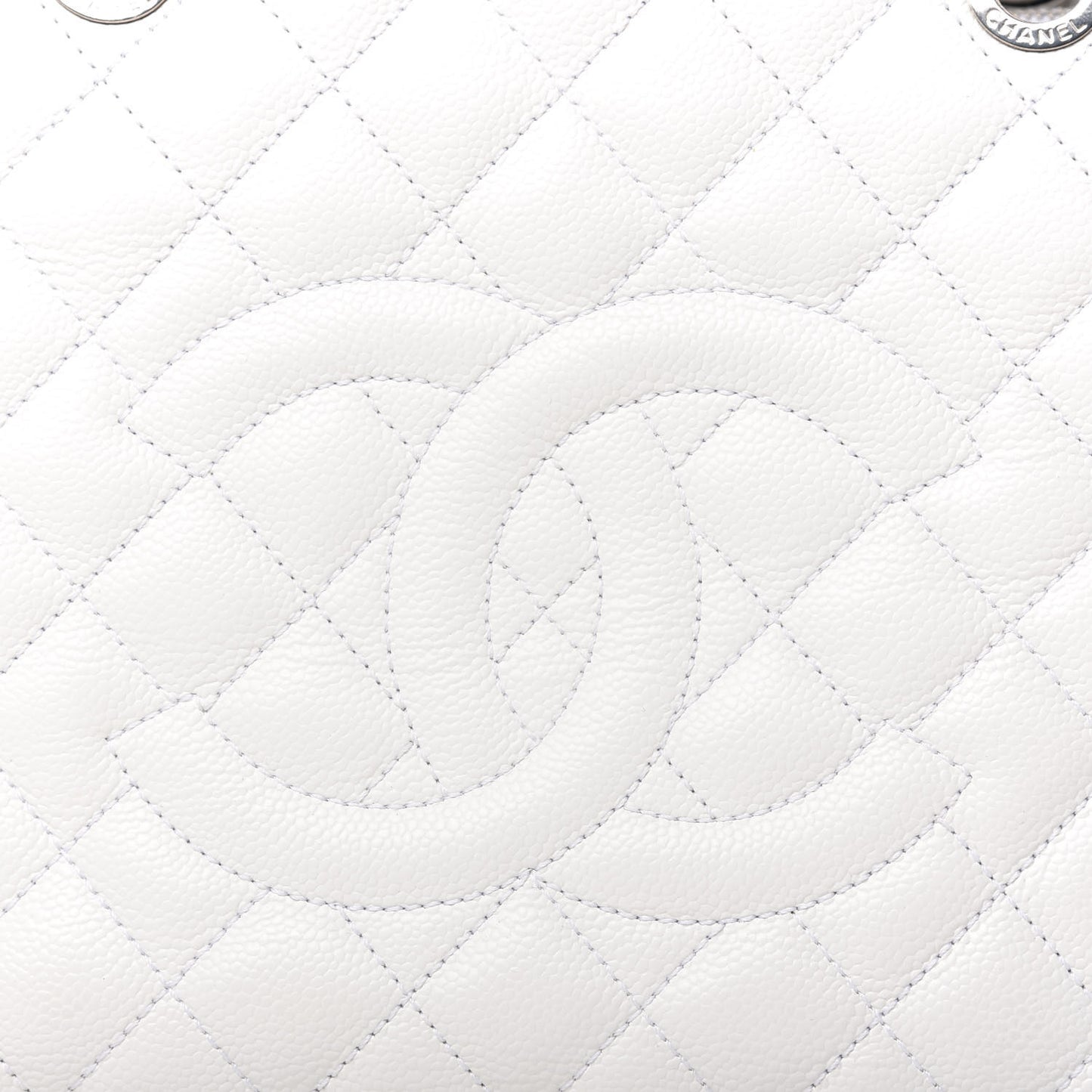 Caviar Quilted Grand Shopping Tote GST White
