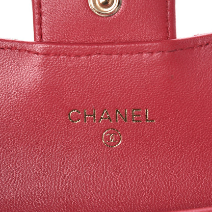 Chanel Lambskin Quilted Flap Card Holder Dark Pink 5 of 9