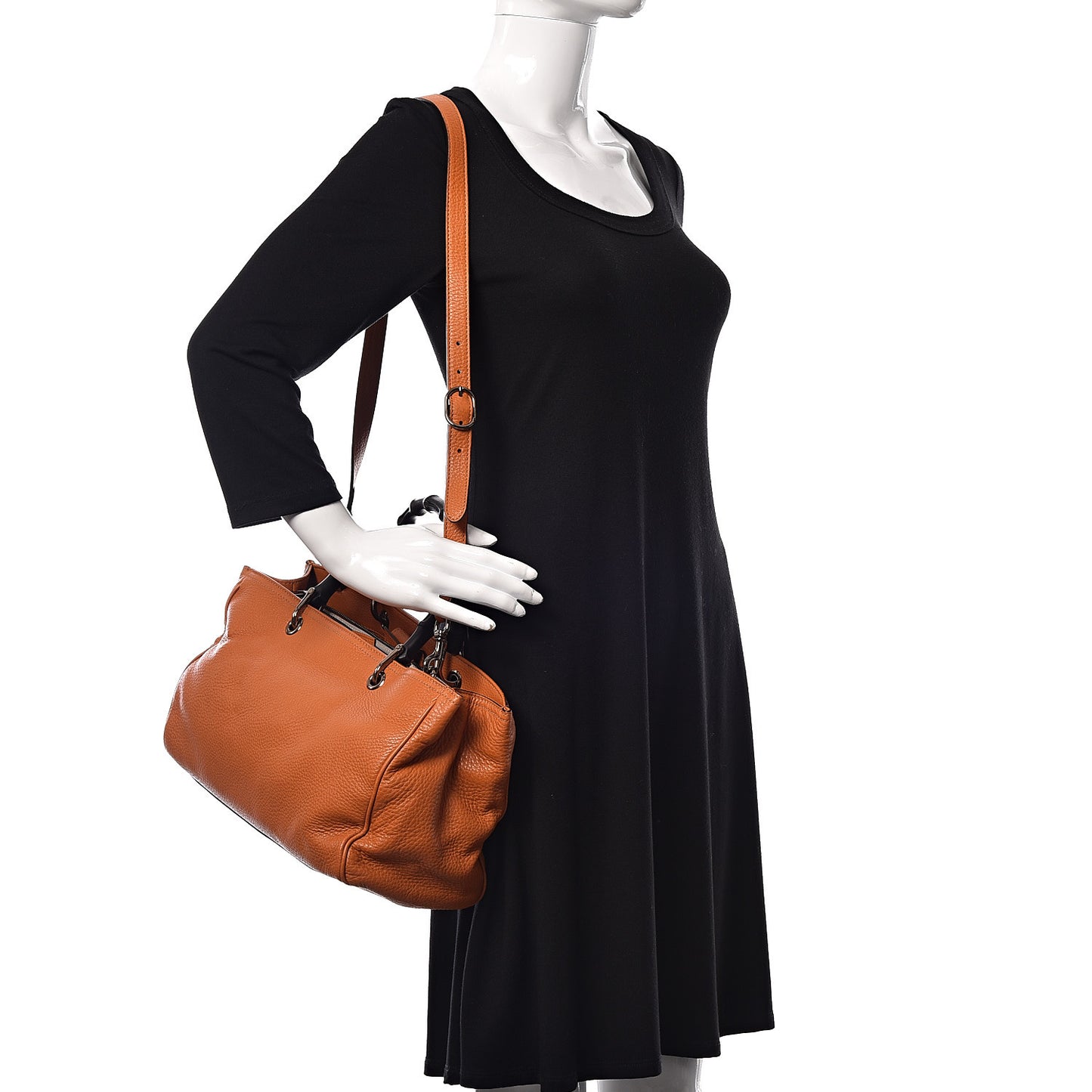 Cellarius Calfskin Medium Bamboo Shopper Tote Orange
