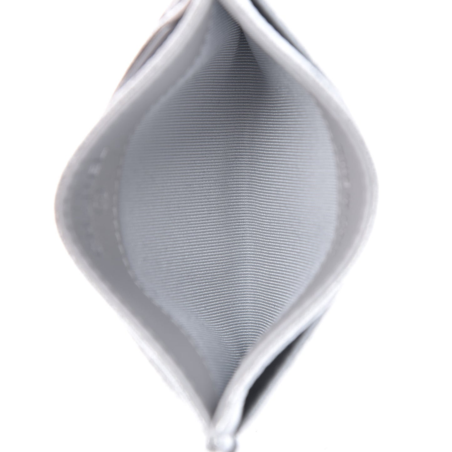 Metallic Lambskin Quilted Card Holder Silver