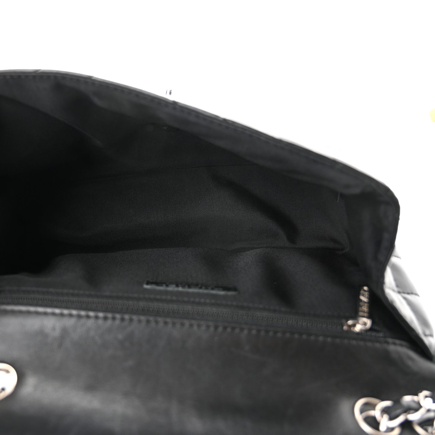 Lambskin Surpique Chevron Medium Single Flap Black