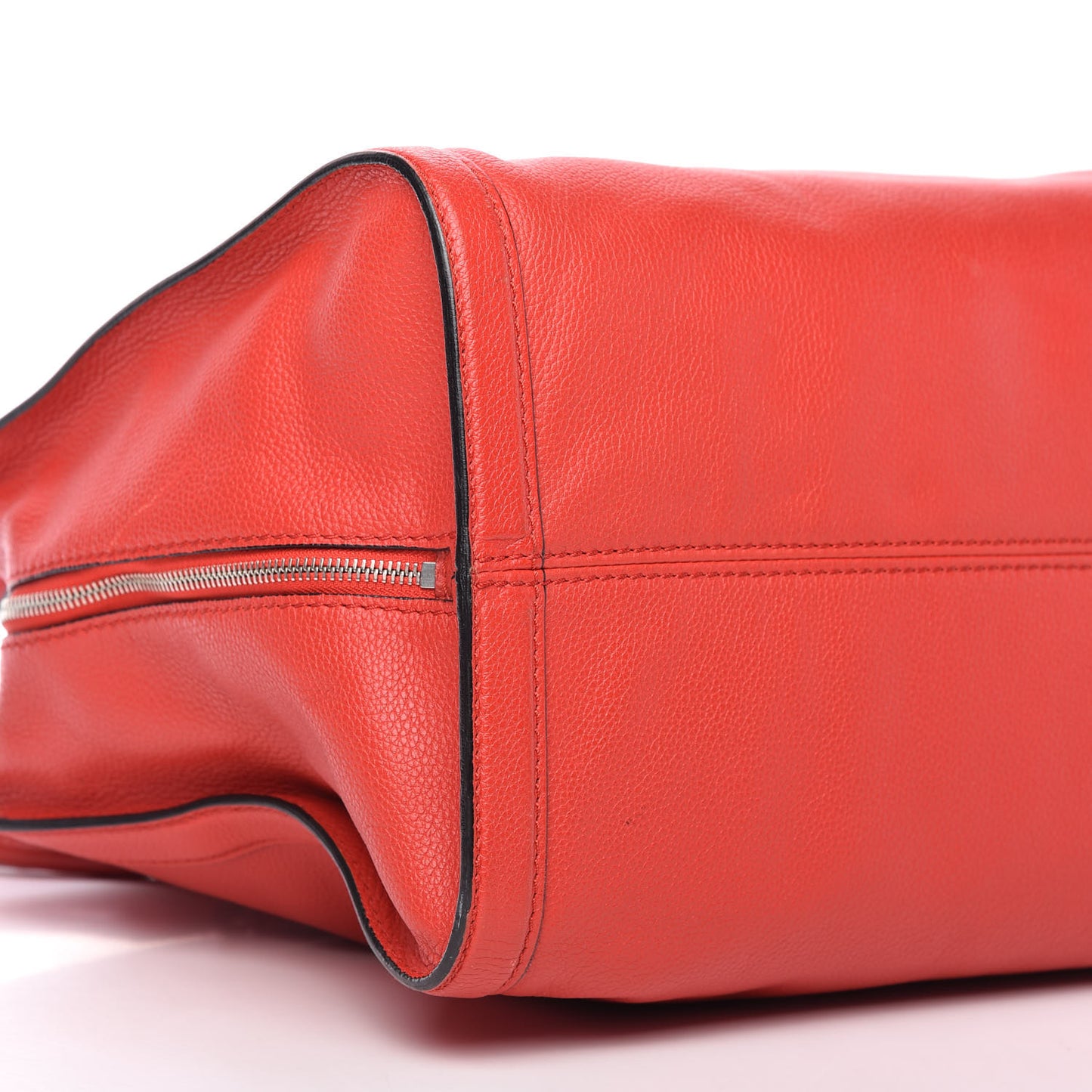 Calfskin Large Skull Padlock Zip Around Tote Red