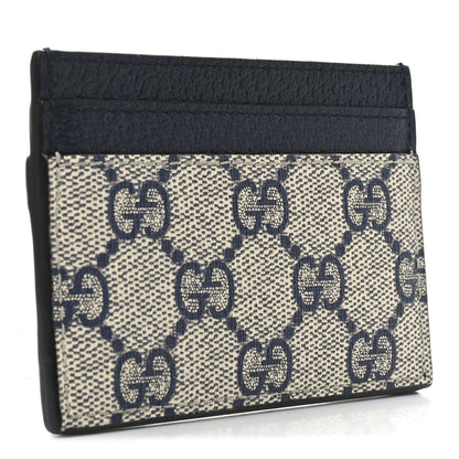 Gucci GG Supreme Monogram Textured Dollar Calfskin Web Ophidia Card Holder Beige Blue 3 of 7