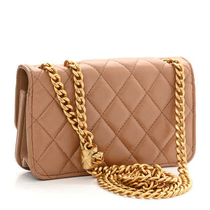 Chanel Lambskin Quilted Pillow Crush Flap Phone Holder With Chain Beige 3 of 12