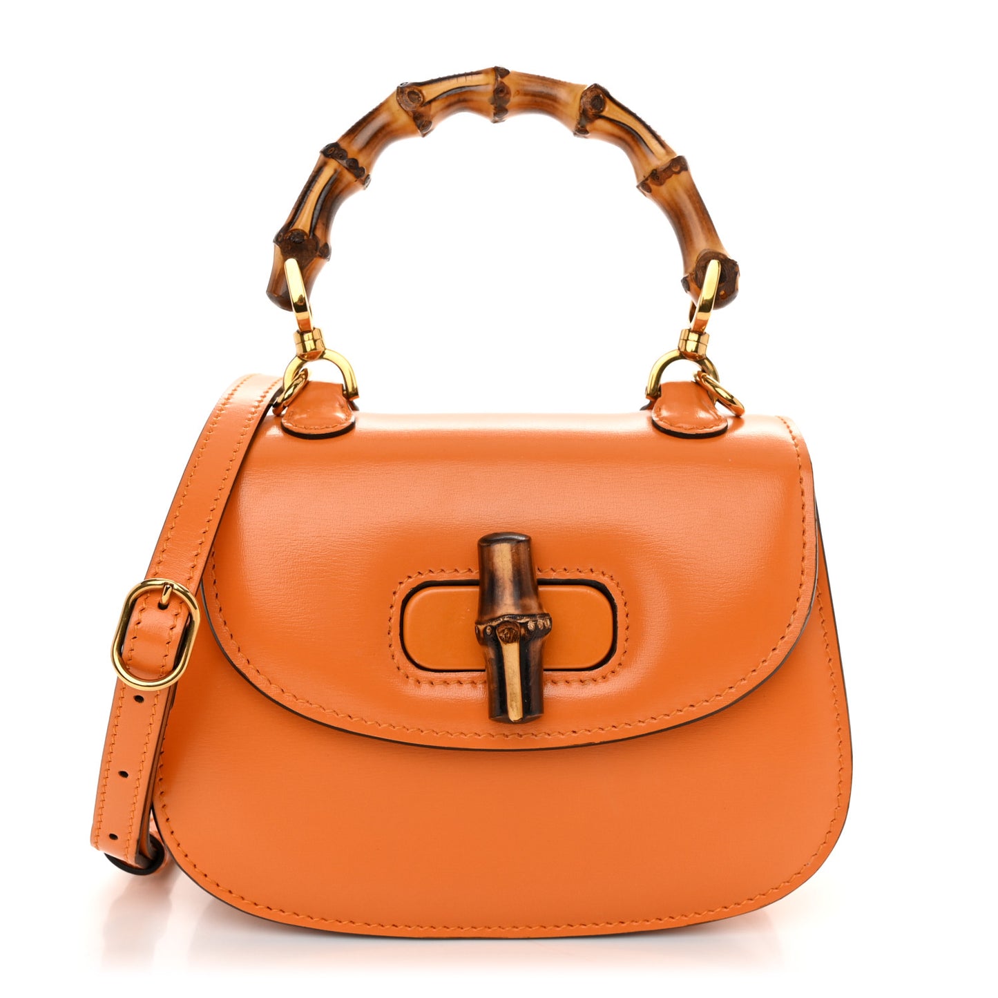 Boarded Dyana Lux Calfskin Web Mini Bamboo 1947 Top Handle Bag Marigold Yellow