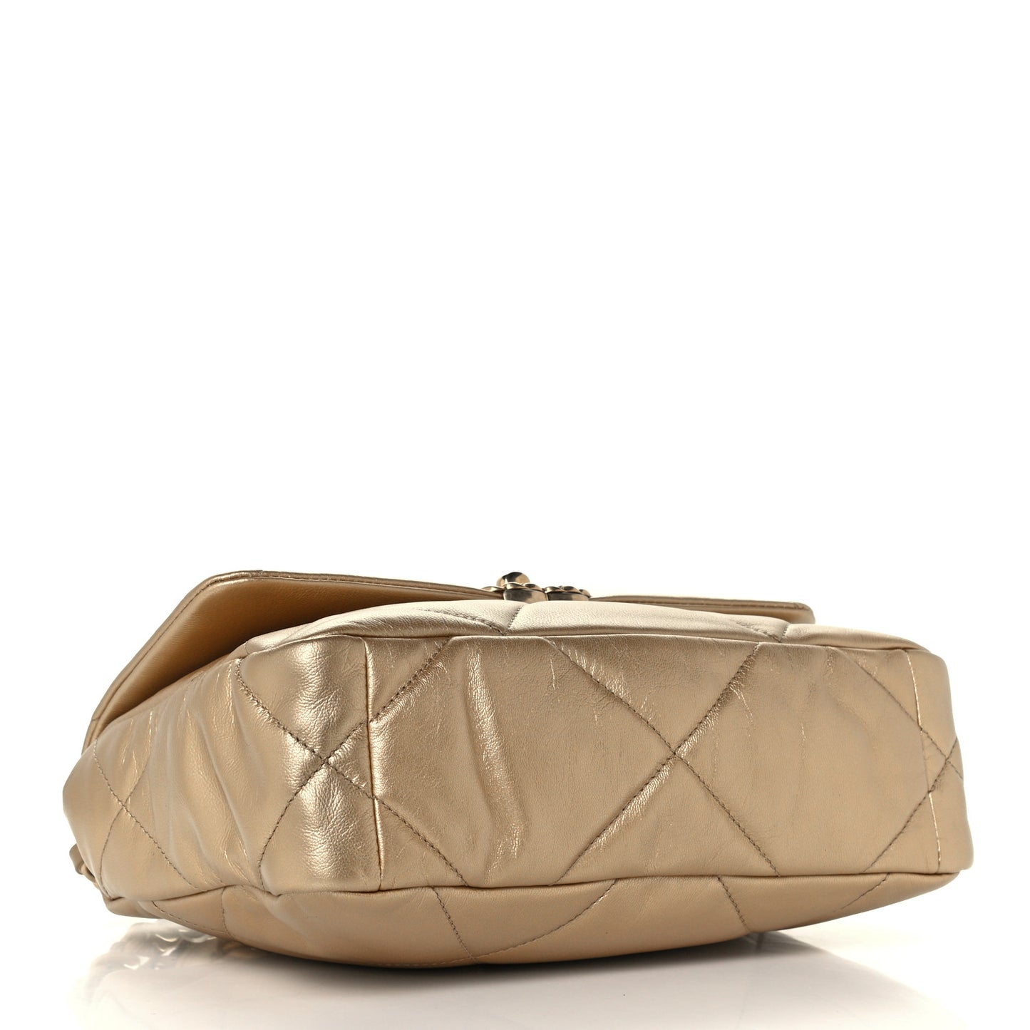 Metallic Lambskin Quilted Medium Chanel 19 Flap Gold