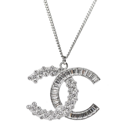 Chanel Baguette Crystal Large CC Necklace Silver 4 of 6