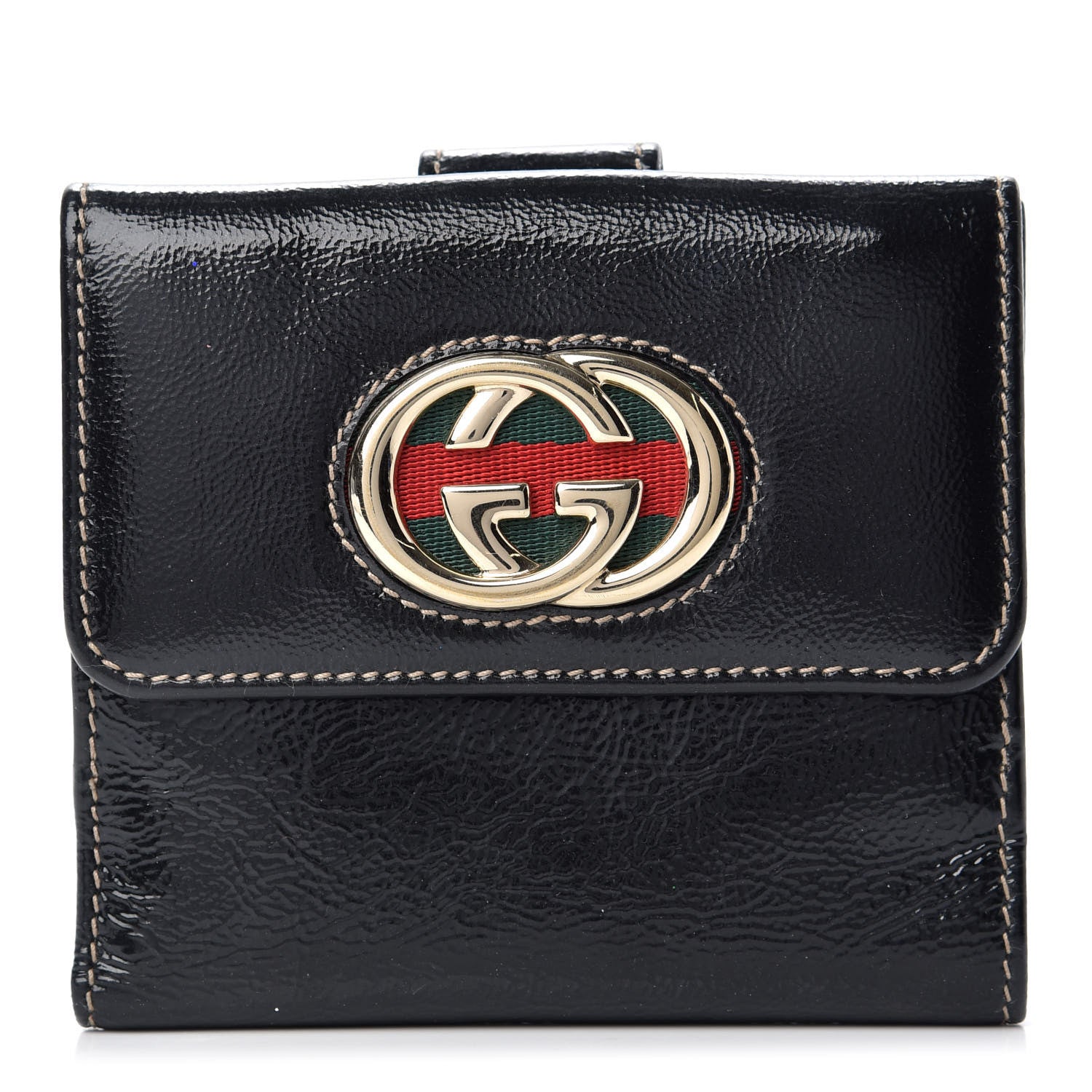 Gucci Patent Calfskin Compact Britt Wallet Black 1 of 7