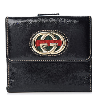 Gucci Patent Calfskin Compact Britt Wallet Black 1 of 7