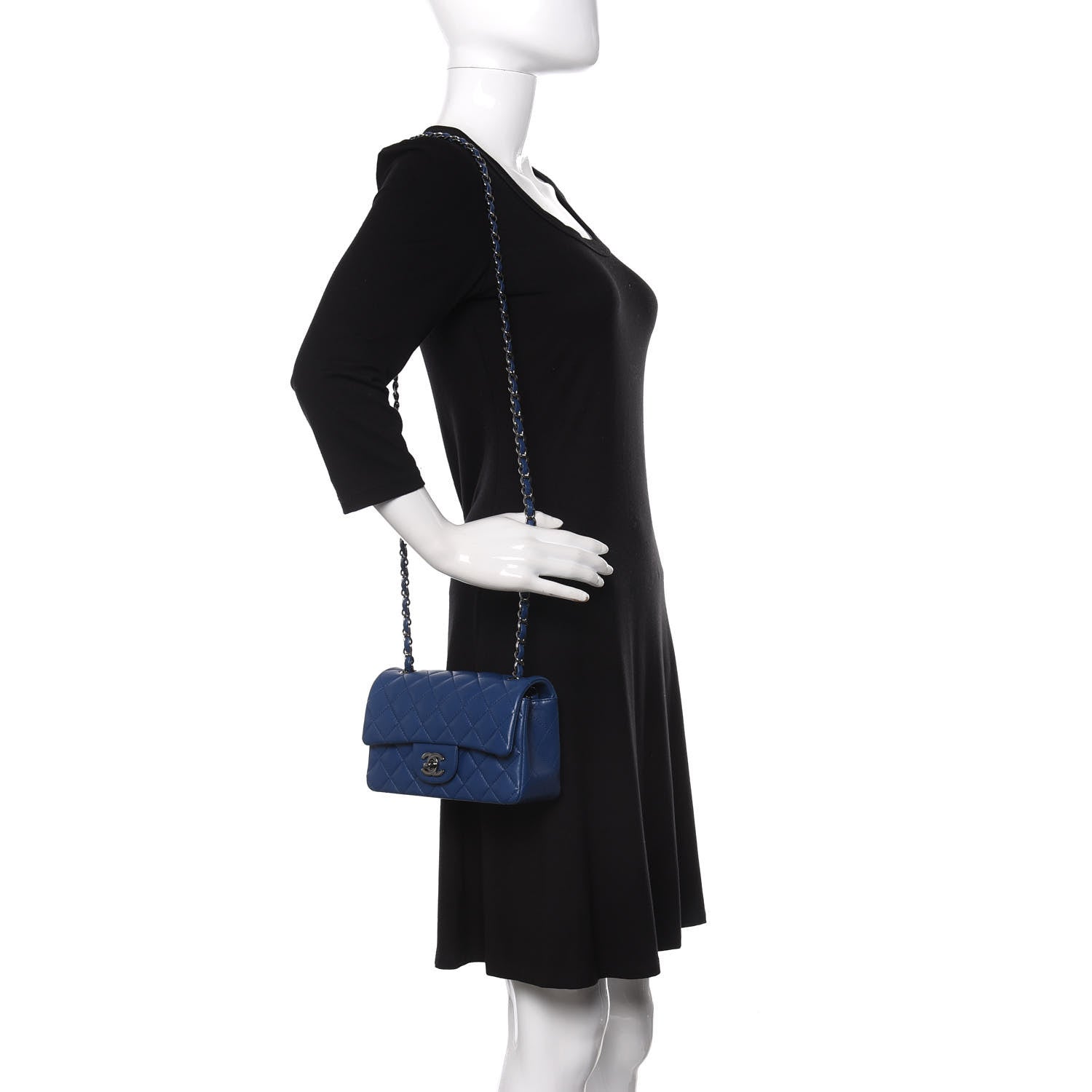 Chanel Lambskin Quilted Mini Rectangular Flap Blue 2 of 12