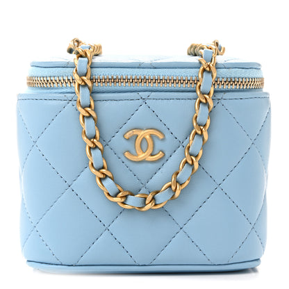 Chanel Lambskin Quilted Pearl Crush Mini Vanity Case With Chain Light Blue 1 of 9