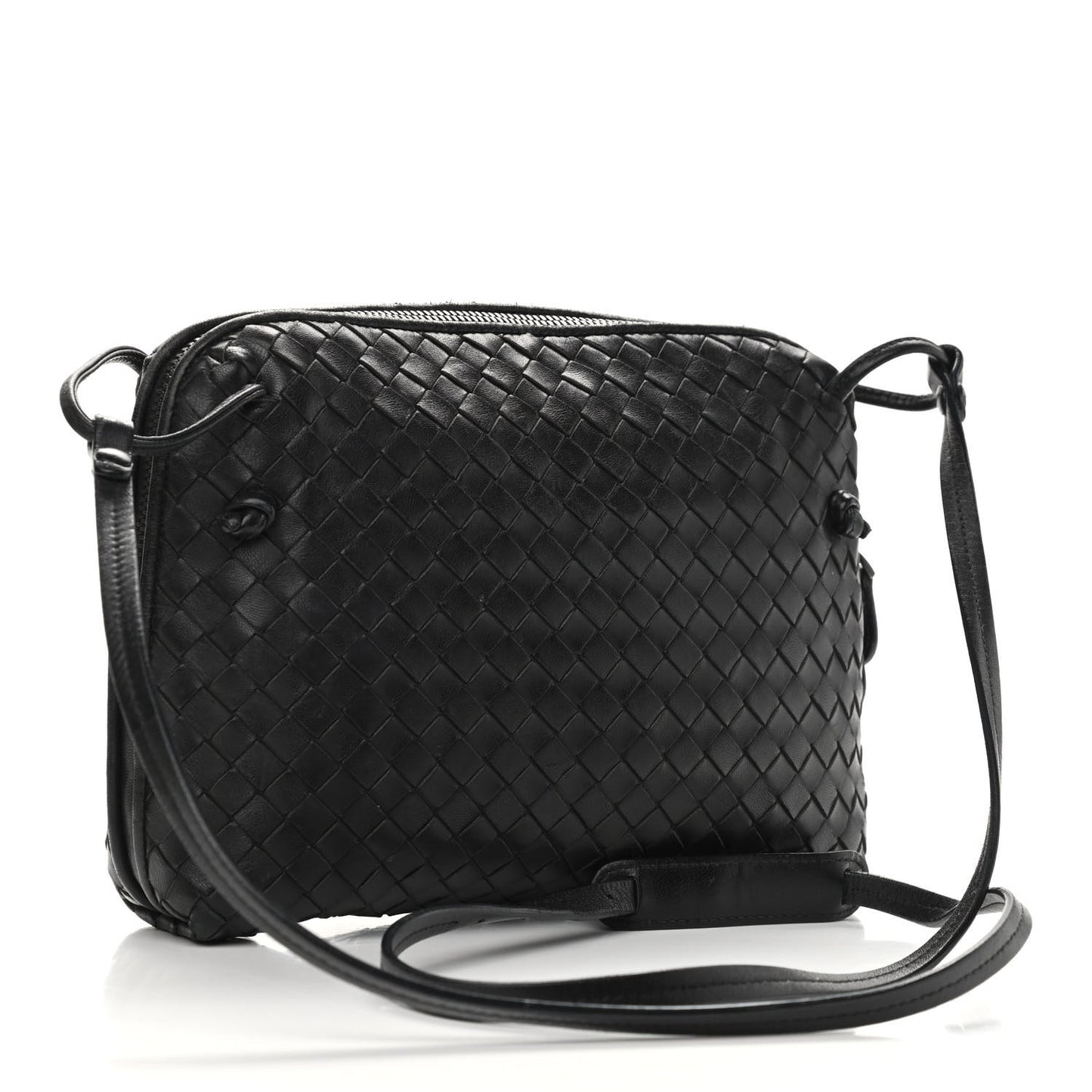 Nappa Intrecciato Nodini Crossbody Messenger Black