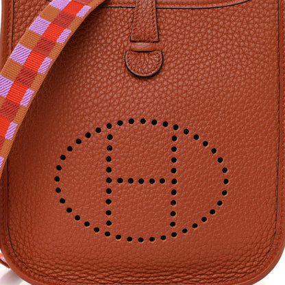 Hermes Taurillon Clemence Maxi Quadrille Evelyne TPM Cuivre Capucine Parme Rouge Duchess 8 of 11