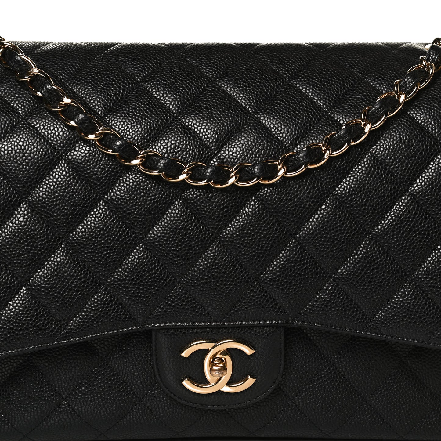 Caviar Quilted Maxi Double Flap Black