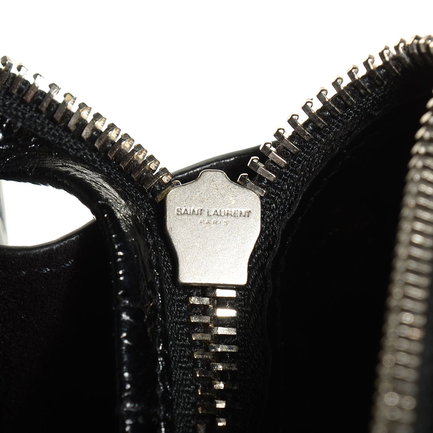 Crocodile Embossed Medium Cabas Rive Gauche Black