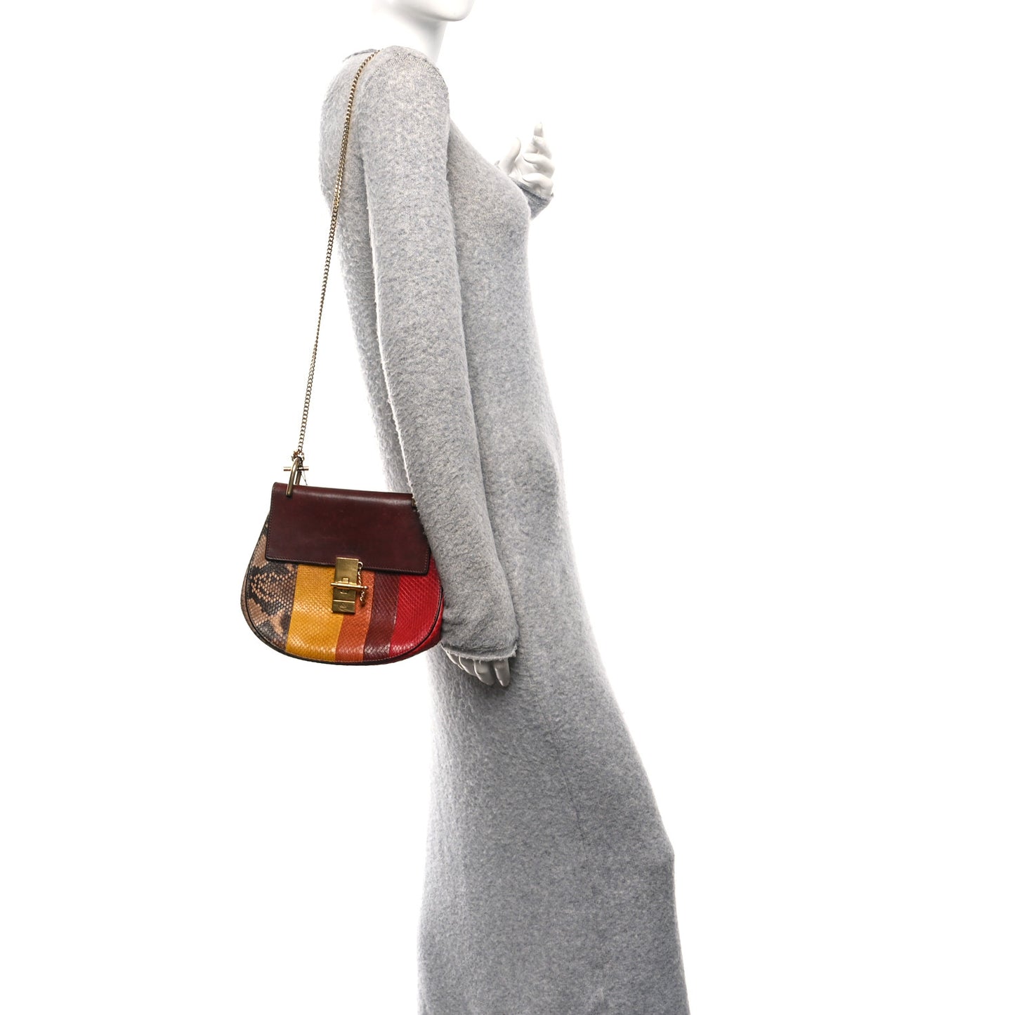 Snakeskin Drew Shoulder Bag Brown Multicolor