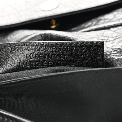 Balenciaga Agneau Giant 12 Gold Hardware Envelope Strap Clutch Black 8 of 13