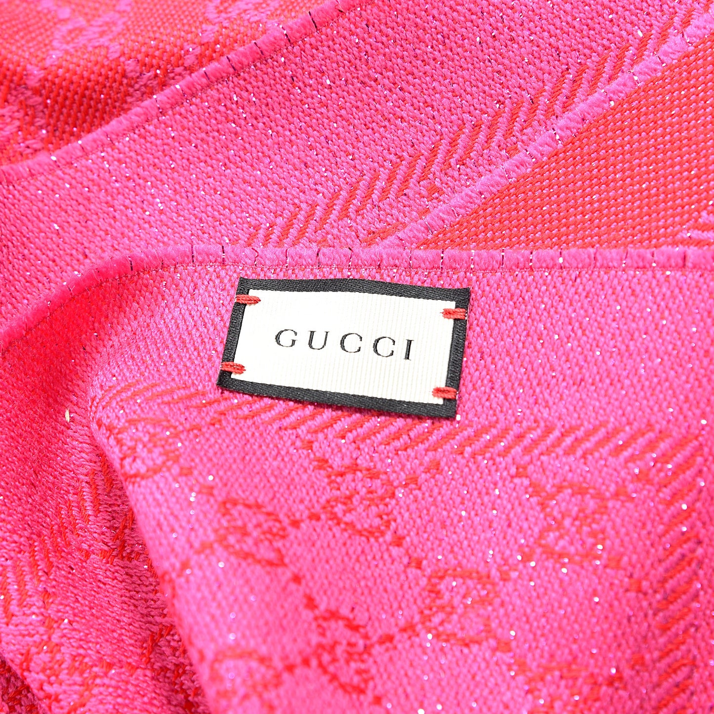 Wool Lame Jacquard GG Monogram Stenlux Scarf Red Pink