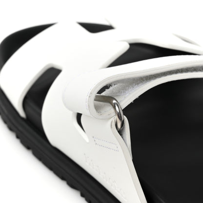 Hermes Calfskin Womens Chypre Sandals 37 White 10 of 11
