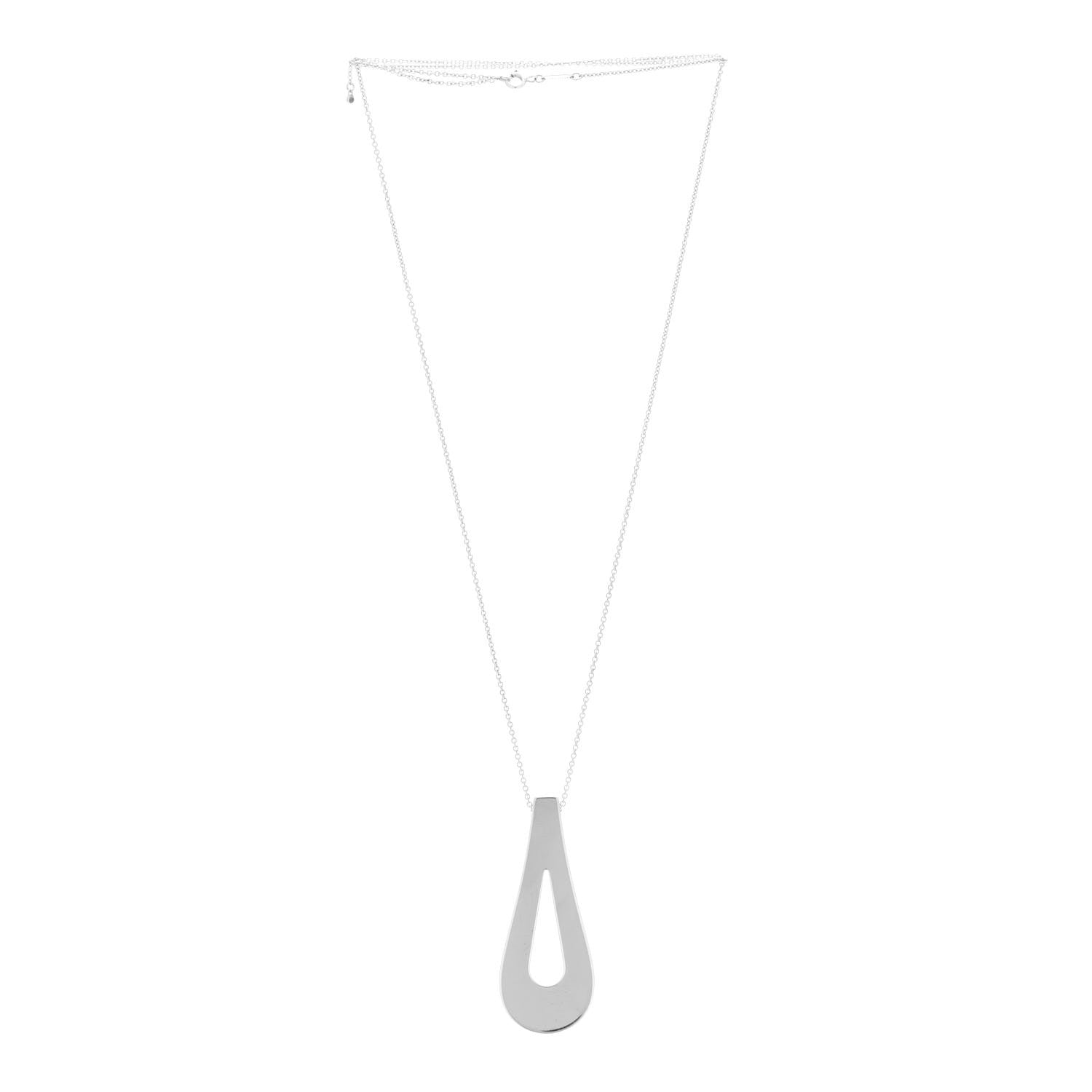 Tiffany Sterling Silver Blue Sapphire Large Loop Pendant Necklace 3 of 7