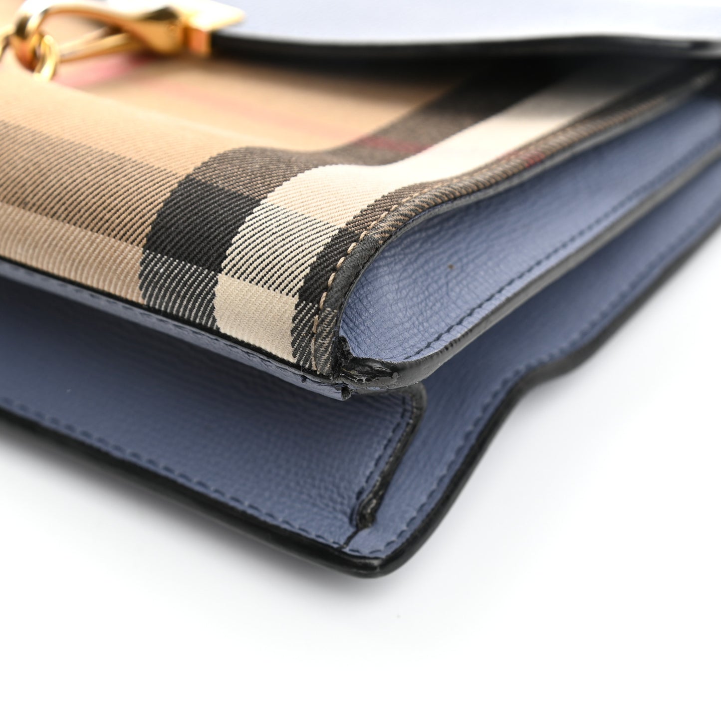 Derby Calfskin House Check Small Macken Crossbody Bag Slate Blue