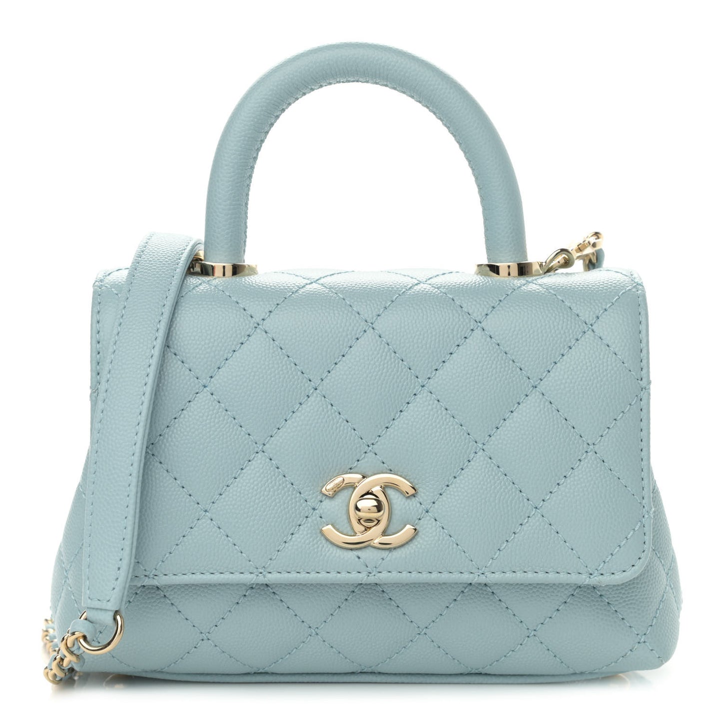 Caviar Quilted Extra Mini Coco Handle Flap Light Blue