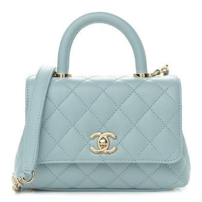 Chanel Caviar Quilted Extra Mini Coco Handle Flap Light Blue 1 of 11