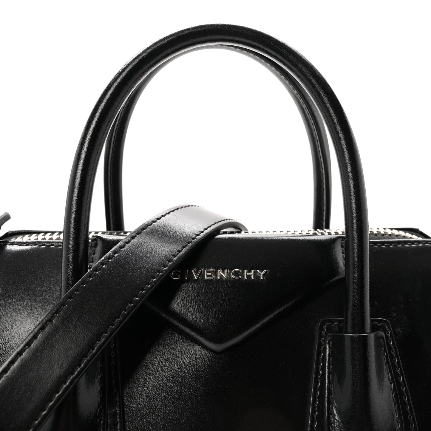Shiny Lord Calfskin Small Antigona Black