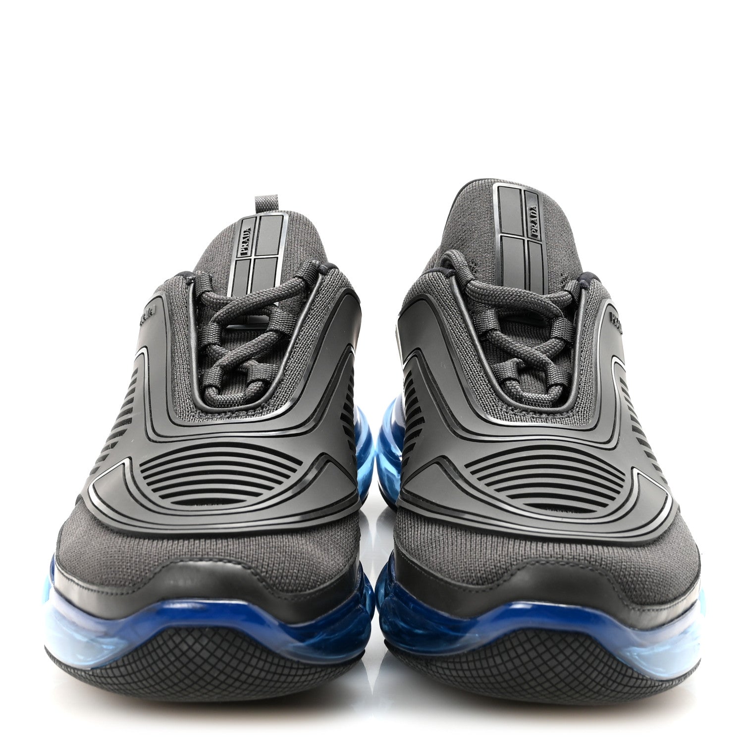 Prada Rubber Knit Fabric Mens Cloudbust Air Sneakers 8.5 Grey Blue 3 of 9
