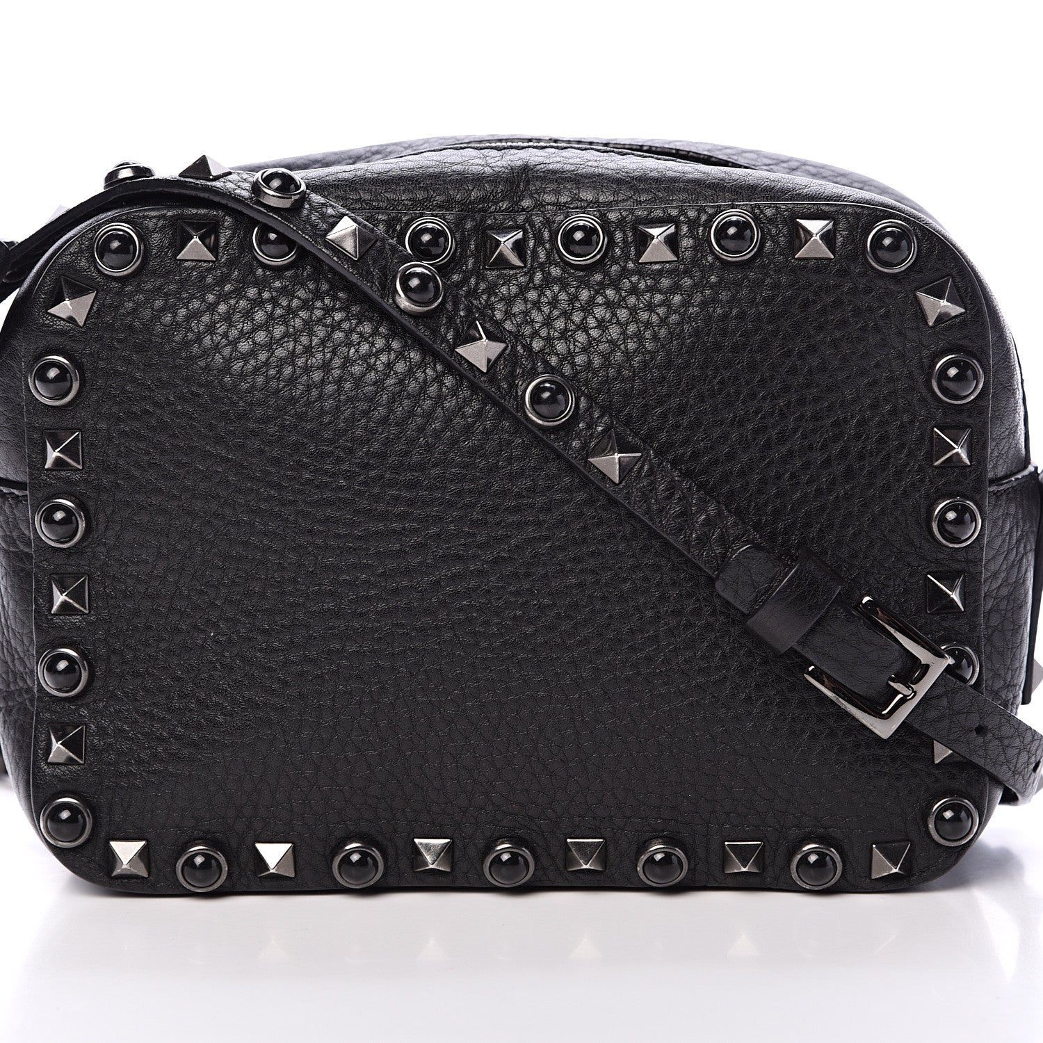 Valentino Garavani Grained Calfskin Onyx Rockstud Rolling Camera Crossbody Bag Black 6 of 11