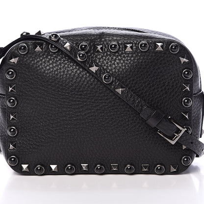 Valentino Garavani Grained Calfskin Onyx Rockstud Rolling Camera Crossbody Bag Black 6 of 11