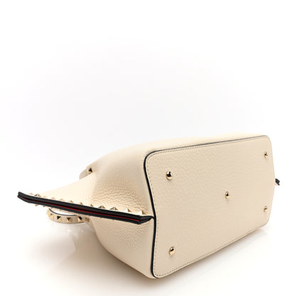 Valentino Garavani Grained Calfskin Small Rockstud Tote Light Ivory Rubino 4 of 9