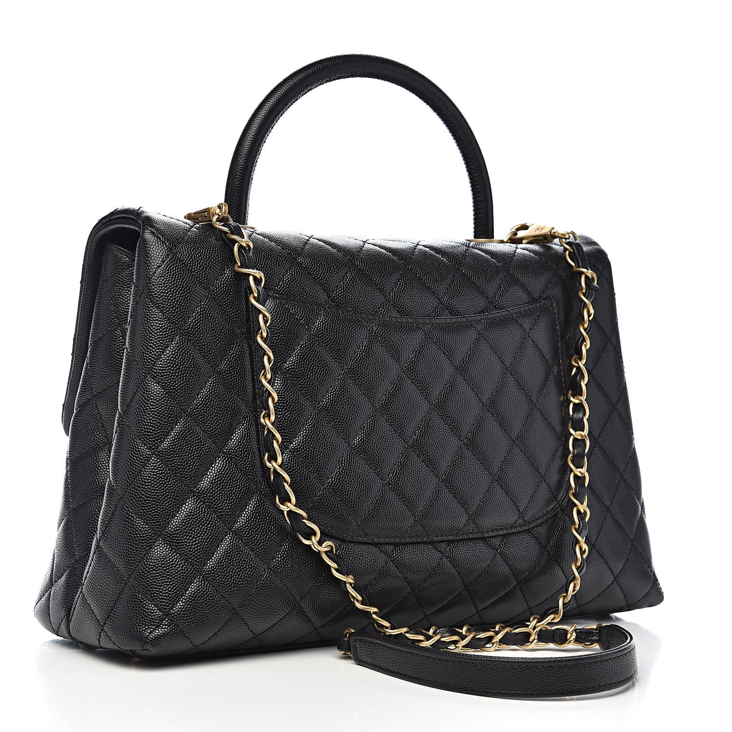 Caviar Quilted Medium Coco Handle Flap Black