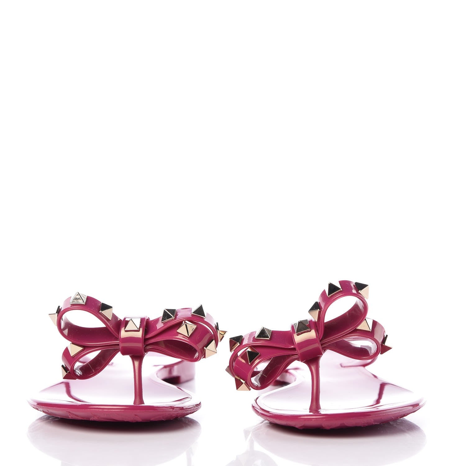 Valentino Garavani PVC Jelly Rockstud Bow Thong Sandals 37 Deep Cyclamin 2 of 8