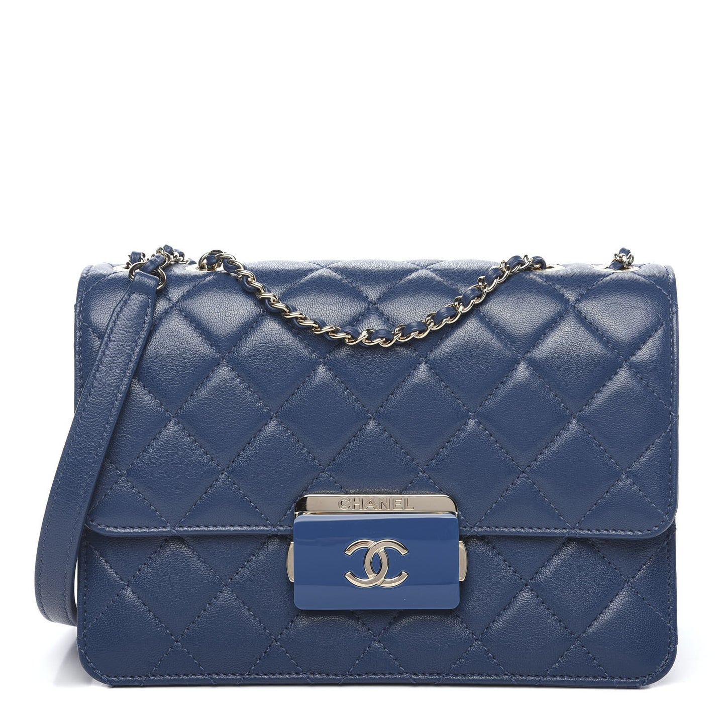 Sheepskin Quilted Beauty Lock Flap Blue