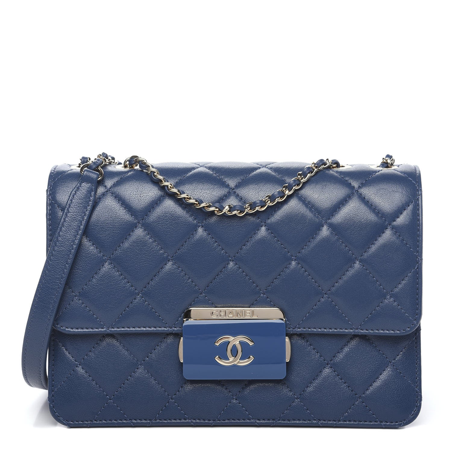 Chanel Sheepskin Quilted Beauty Lock Flap Blue 1 of 12