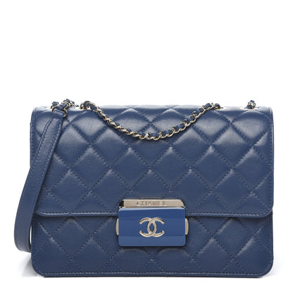 Chanel Sheepskin Quilted Beauty Lock Flap Blue 1 of 12
