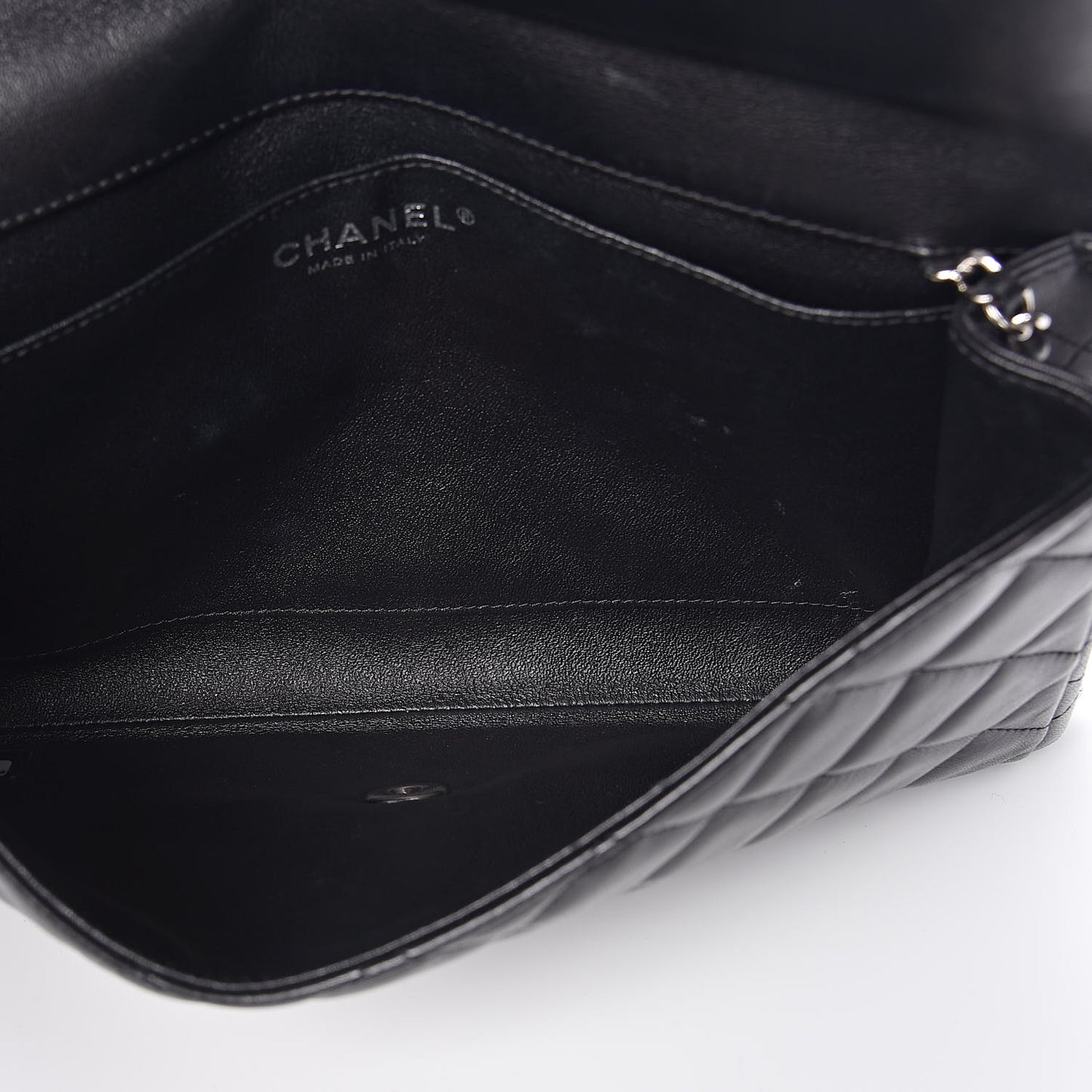 Lambskin Quilted Clutch With Chain Flap Black